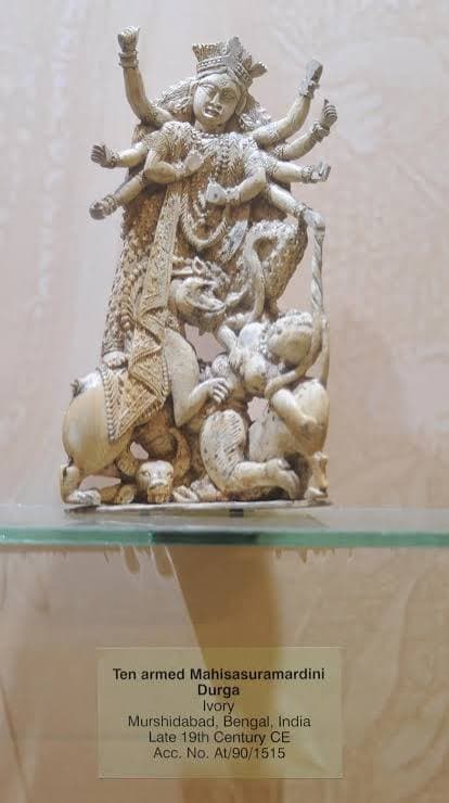 A ten-armed Mahishasuramardini Durga carved in ivory, Murshidabad, late nineteenth century