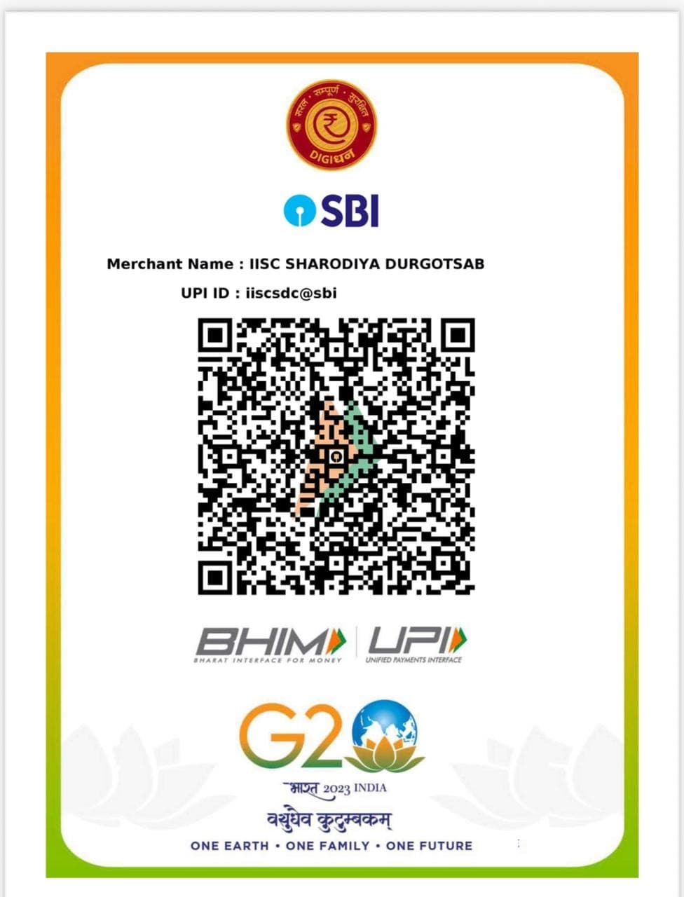Bank-issued UPI QR code for the committee account
