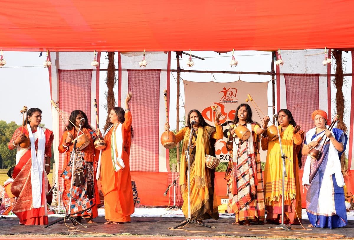 A Baul performance by women artists, a presence long real within the tradition but rarely recorded or booked.