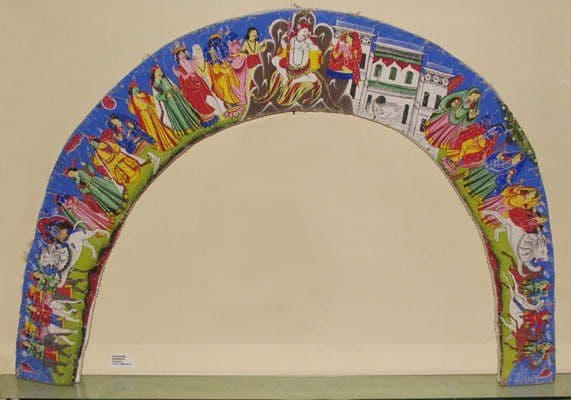 A mathchala-type chalchitra from the Gurusaday Museum collection, Shiva and Ganesha at the crown above descending narrative registers.