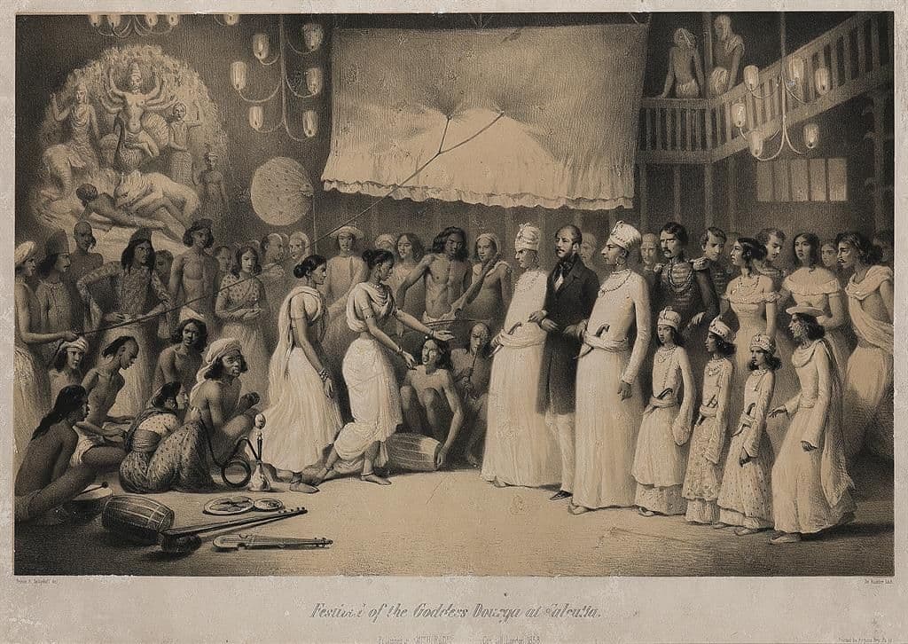 Festival of the Goddess Durga at Calcutta, plate, 1858