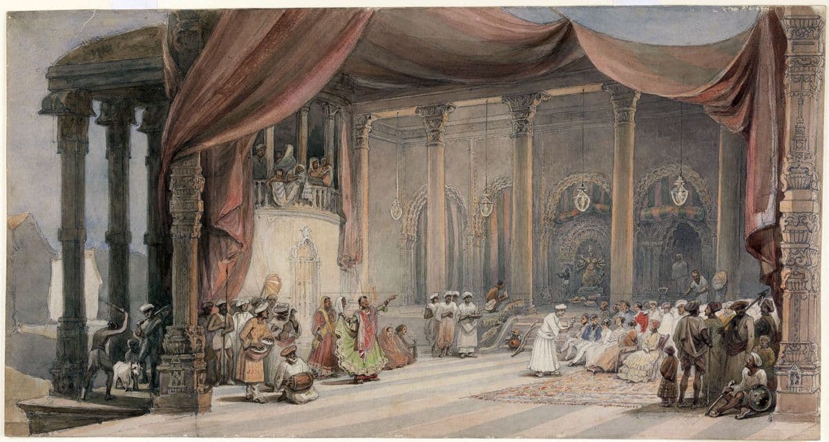 William Prinsep: Europeans entertained during Durga Puja in a Calcutta house, 1830s-40s